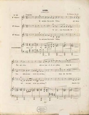 3 Gedichte : von Emanuel Geibel ; für mehrstg. Gesang mit Begl. d. Pianoforte ; op. 29, 2. Lied für 3 Soprane