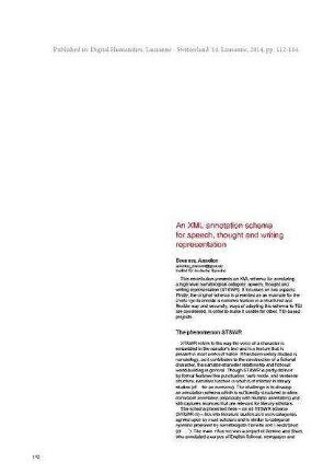 An XML Annotation Schema for speech, thought and writing representation