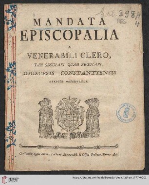 Mandata Episcopalia A Venerabili Clero, Tam Seculari Quam Regulari, Diocesis Constantiensis Stricte Oberservanda