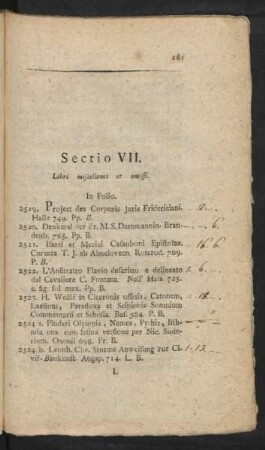 Sectio VII. Libri miscellanei et omissi