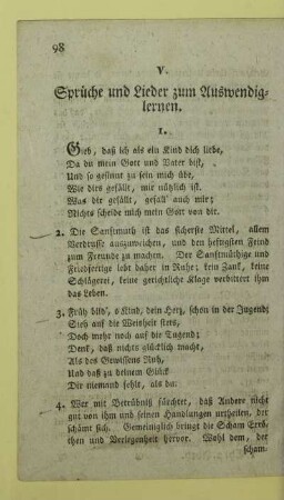 V. Sprüche und Lieder zum Auswendiglernen