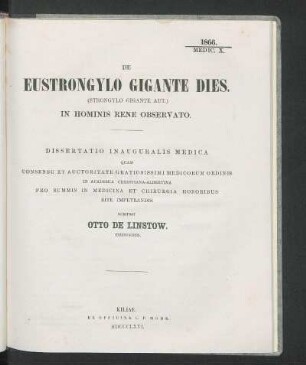 De Eustrongylo Gigante Dies.