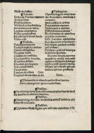 De invidia ex diversis auctoribus Iacobo Fabro interprete e greco traductum.