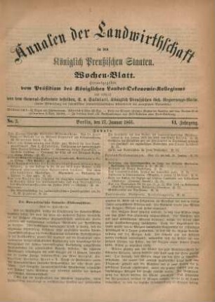 No. 3. Berlin, den 17. Januar 1866. VI. Jahrgang.
