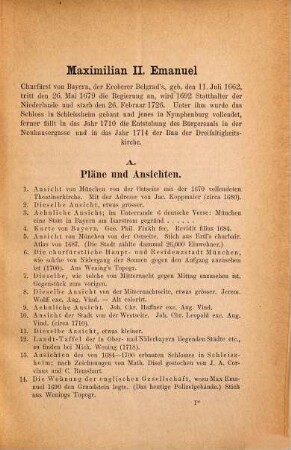Historische Ausstellung der Stadt München, veranstaltet aus der Maillinger-Sammlung, 3. Serie. Die Regierungszeit der Churfürsten Max Emmanuel's und Karl Albrecht's nachmaligen Kaisers Karl VII. : 1680 - 1745