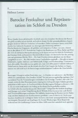 Barocke Festkultur und Repräsentation im Schloß zu Dresden