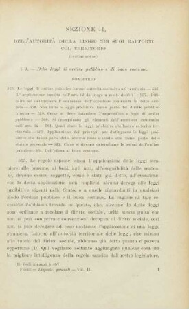 Sezione II. Dell'autorità della legge nei suoi rapporti col territorio (continuazione)