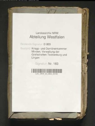 Revision und Verpachtung der Domänen in der Grafschaft Tecklenburg