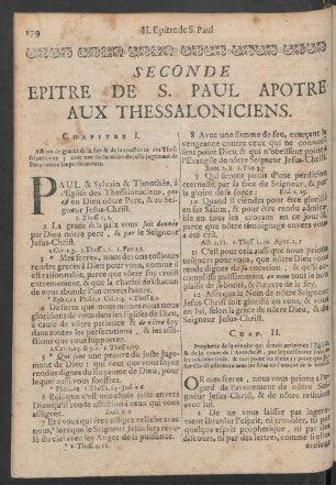 Seconde Epitre De S. Paul Apotre Aux Thessaloniciens