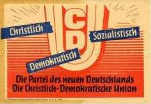 Grafisch gestalteter Handzettel mit Werbung für die CDU