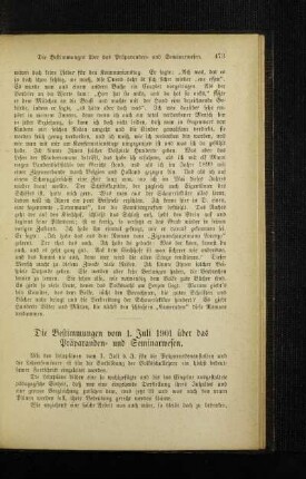 ¬Die¬ Bestimmungen vom 1. Juli 1901 über das Präparanden- und Seminarwesen