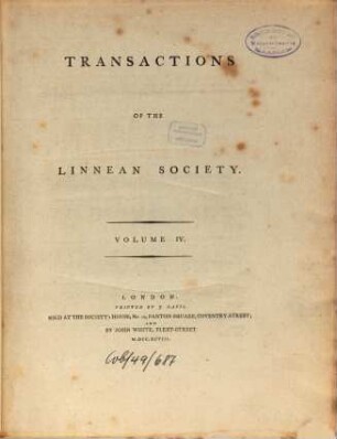 The transactions of the Linnean Society of London. 4. 1798