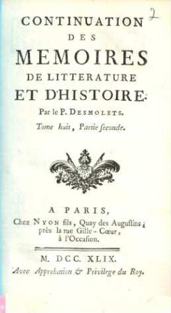 Mémoires De Littérature Et D'Histoire, 8,2