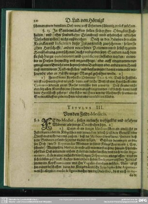 Titulus III. Von den Feldt-Medicis