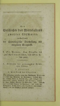Der Geschichte des Mittelalters zweiter Abschnitt, enthaltend die chronologische Darstellung der einzelnen Ereignisse