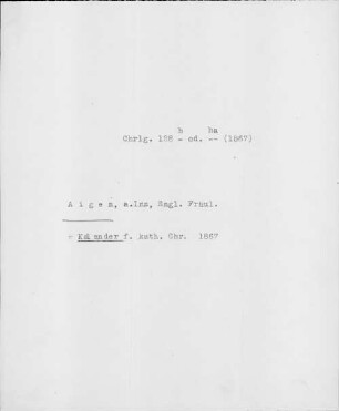 Alter Realkatalog (1501-1952), Teil Bayern, Aigen-Aiz. Aigen-Aiz - BSB Cbm Cat. 805(1 b Aigen-Aiz