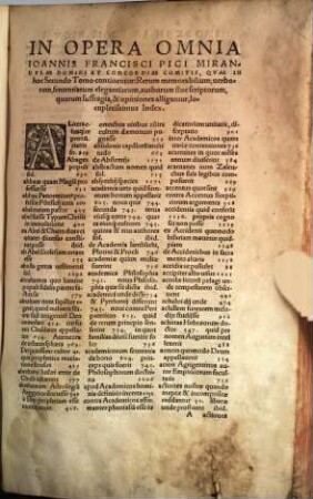 Opera Omnia, Ioannis Pici, Mirandvlae Concordiaeqve Comitis, Theologorvm Et Philosophorvm, Sine Controversia, Principis ... : nunc primùm ... postliminio restituta, ac in corpus unum redacta ..., 2. Opera Omnia, Ioannis Francisci Pici, Mirandulae Domini, Concordiaeque Comitis ...