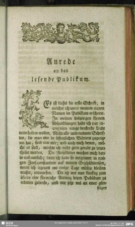 Anrede an das lesende Publikum