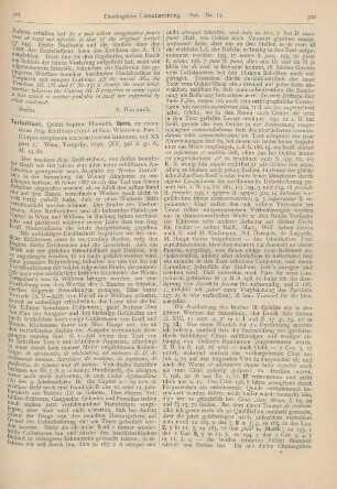 301-303 [Rezension] Reifferscheid, Aug., Tertulliani, Quinti Septimi Florentis, Opera. Pars I