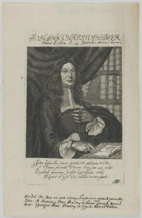 Bildnis des Johann Christoph Beer