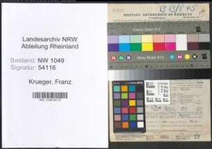 Entnazifizierung Franz Krueger , geb. 25.08.1907 (Stadtinspektor)