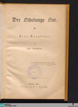Der Nibelungen Not : eine Aventiure