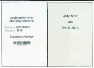 Entnazifizierung Heinrich Thoennes , geb. 29.06.1907 (Pfleger)