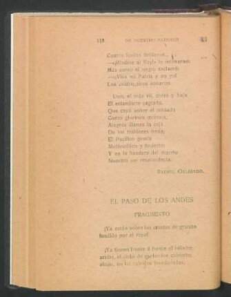 El paso de los Andes : Fragmento