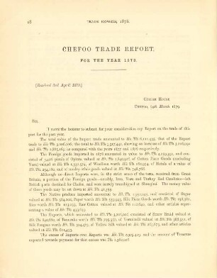Chefoo trade report