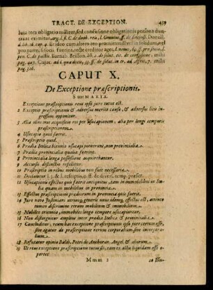 Caput X. De Exceptione praescriptionis.