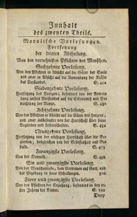 Innhalt des zweyten Theils