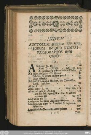Index Auctorum Rerum Et Verborum, In Quo Numeri Paragraphos Indicant.