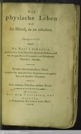 1,1: Das physische Leben und die Mittel, dasselbe zu erhalten