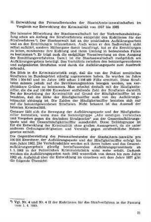 II. Entwicklung des Personalbestandes der Staats(Amts-)anwaltschaften im Vergleich zur Entwicklung der Kriminalität von 1957 bis 1962
