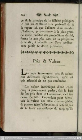 Prix & Valeur