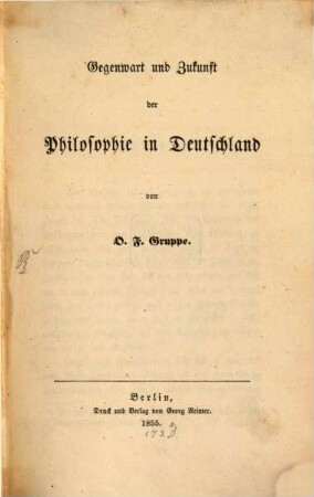 Gegenwart und Zukunft der Philosophie in Deutschland