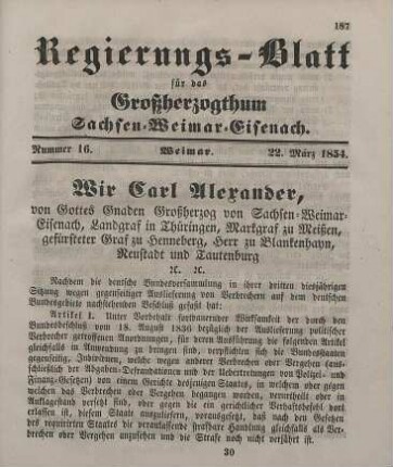 Nr. 16 : 22. März 1854
