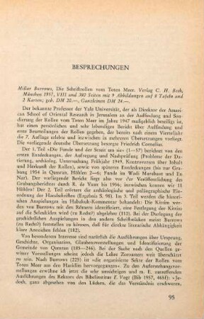 95-96 [Rezension] Burrows, Millar, Die Schriftrollen vom Toten Meer