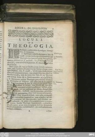 Locus. I. De Theologia.
