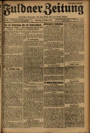 Erste Ausgabe vom Samstag, den 08. März 1924.