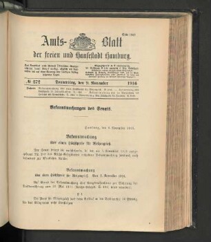 No. 272, 9. November 1916