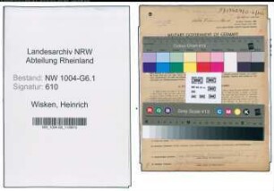 Entnazifizierung Heinrich Wisken , geb. 09.09.1906 (Vorarbeiter)