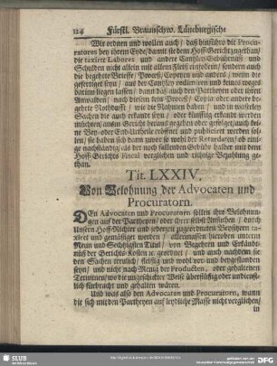 Tit. LXXIV. Von Belohnung der Advocaten und Procuratorn