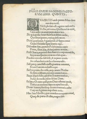 Publii Ovidii Nasonis Fastorum Liber Quintus.