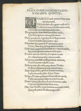 Publii Ovidii Nasonis Fastorum Liber Quintus.