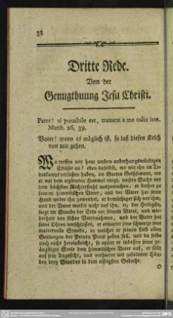 Dritte Rede. Von der Genugthuung Jesu Christi