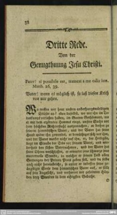 Dritte Rede. Von der Genugthuung Jesu Christi