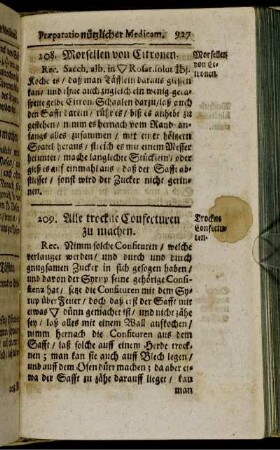 209. Alle trockne Confecturen zu machen. - 282. Wohlriechend Kräuter-Pulver.