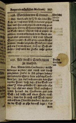 209. Alle trockne Confecturen zu machen. - 282. Wohlriechend Kräuter-Pulver.
