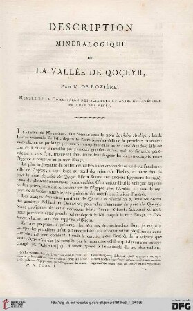Description minéralogique de la vallée de Quçeyr